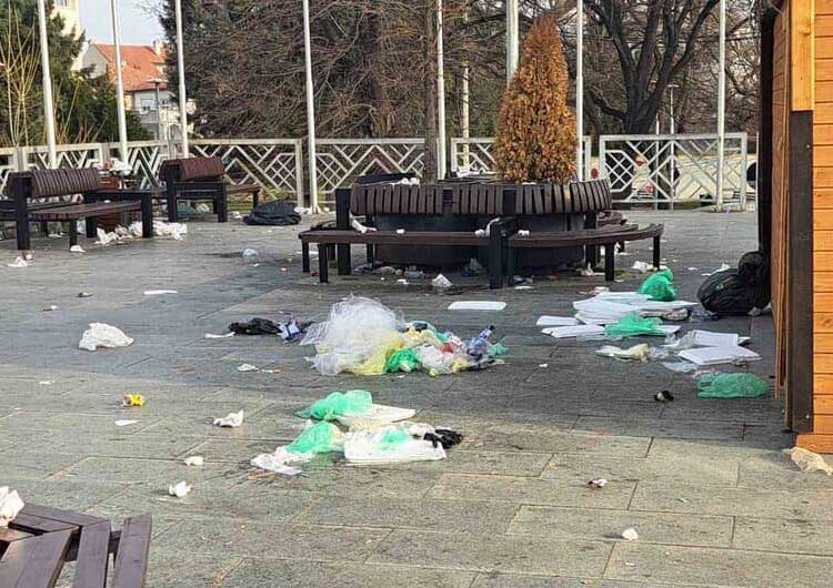 ФОТО: Рано на сабајле „комуналци“ го исчистија карневалското ѓубре од плоштадот