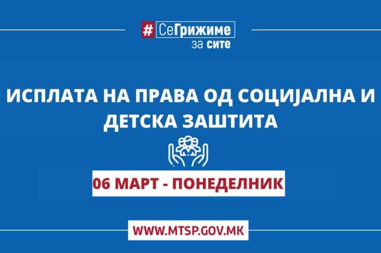 Почна исплатата на правата од социјална, детска и цивилна заштита за месец февруари