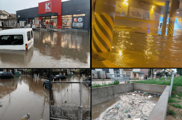 Поплавени улици, дворови, подруми во Струмица, најави за нови поројни дождови ноќва