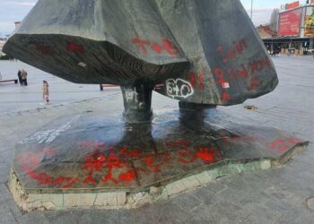 Вандализиран големиот споменик на Гоце Делчев во Струмица