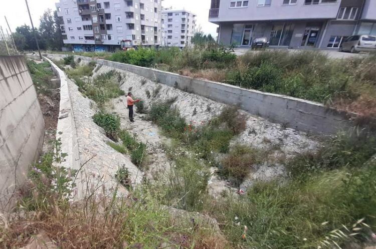 „Комуналец“ започна со прскање против коров на каналот на улица „Васил Главинов“