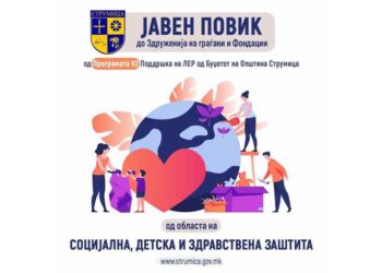 Општина Струмица објавува ЈАВЕН ПОВИК за прибирање предлог проекти за Социјалната, детската и здравствената заштита