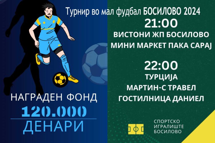 Вечерва почнува турнирот во мал фудбал „БОСИЛОВО 2024“