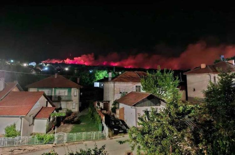 Противпожарната единица на Струмица испрати пожарникари – спасители во Пехчево да помогнат со големиот пожар