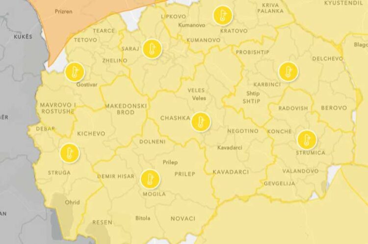 УХМР: АКТУЕЛНО ПРЕДУПРЕДУВАЊЕ – жолто ниво на опасност од високи температури