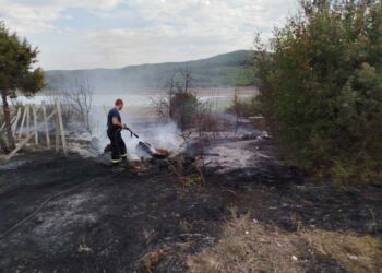 Избувнал пожар кај браната Водоча – спречено е пожарот да зафати и викендици