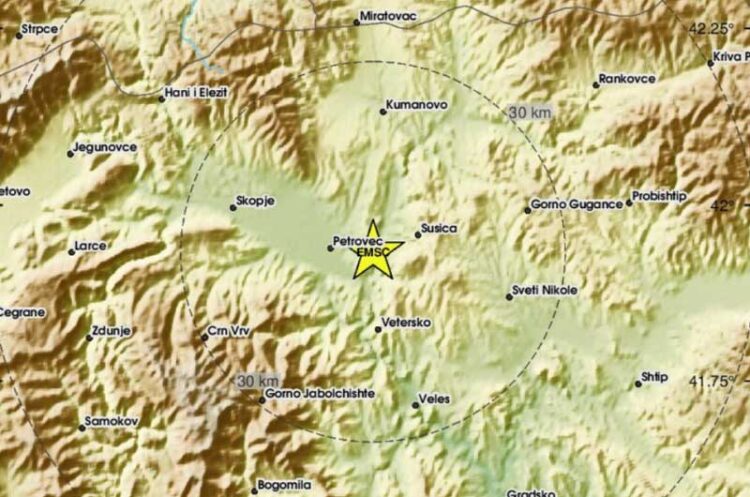 Земјотрес со јачина од 3,4 степени почуствуван синоќа во 2 часот во Скопје