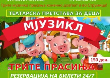 Големиот детски спектакл „Волкот и трите музички прасиња” на 20 октомври во Струмица
