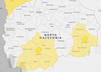 Метео аларм на УХМР: Активирано жолто ниво во регионот кај Струмица, Радовиш, Валандово и Гевгелија