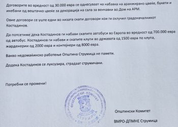 ВМРО-ДПМНЕ: Костадинов набавил букети и вештачко цвеќе за 1,8 милиони денари