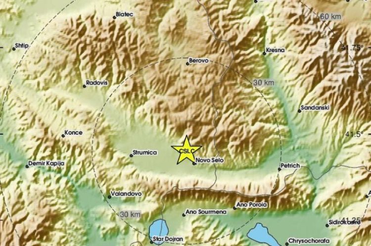 Земјотрес со јачина од 2.8 степени почуствуван во струмичко – епицентарот во близина на Босилово